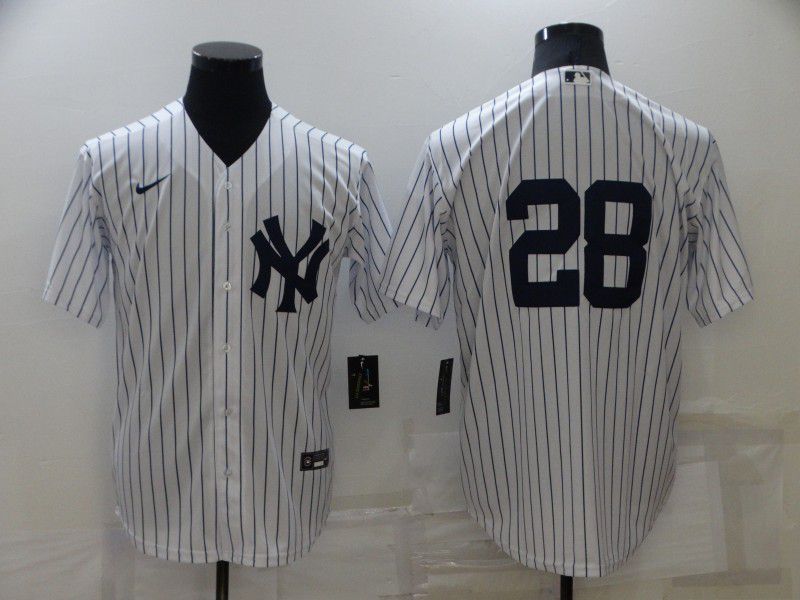 Men New York Yankees #28 No Name White Strip Game 2022 Nike MLB Jersey